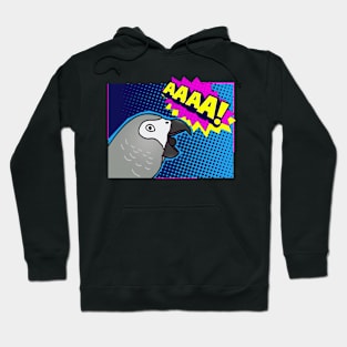 Screaming african grey comic Hoodie